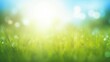 © Raool - World environment day concept: green grass and blue sky abstract background with bokeh, Generative AI
