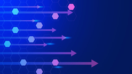 Poster - Abstract gradient hexagons and arrows for digital technology background concept design.