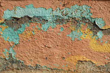 Sticker - Pastel colored flaking paint layers on old wall