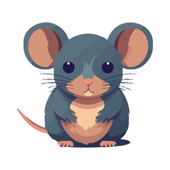 Wall Mural - Cute cartoon mouse sitting with fluffy tail