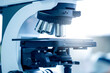 © sergofan2015 - Medical laboratory, Microscope for chemistry biology test samples,examining liquid, equipment. Scientific and healthcare research background.