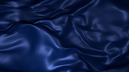 Elegant dark blue silk fabric , luxury fabric background with copy space