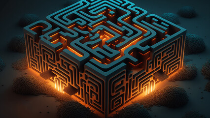 Abstract maze, technology concept art background