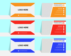 Double-sided creative business card template.Orange,red and blue business card clean design vector template.

