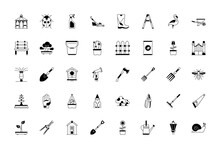 Gardening Elements - Minimal Web Icon Set. Fill Icons Collection. Simple Vector Illustration.
