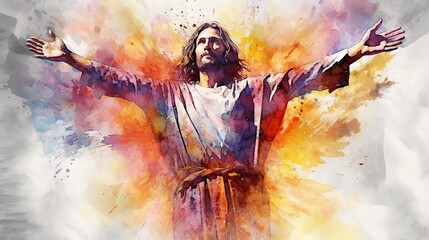 Wall Mural - Jesus Chriest Illustration, Generative Ai