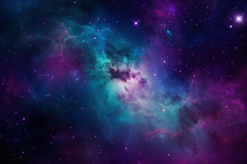Wall Mural - blue and purple galaxy background created with generative ai technology