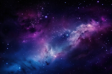 Wall Mural - blue and purple galaxy background created with generative ai technology
