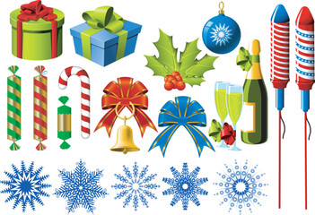 Sticker - Group of christmas and New Year symbols