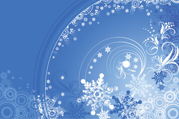 Sticker - Blue winter background with snowflakes