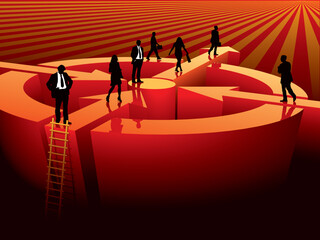 Fototapete - Successful people are going to find a next target, conceptual business illustration.
