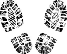 Detailed Black And White Bootprint - Vector Illustration