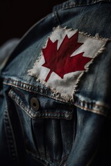 Wall Mural - canadian flag on jeans HD 8K wallpaper Stock Photography Photo Image