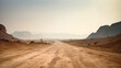 Leinwandbild Motiv Landscape view of dusty road going far away nowhere, generative ai 