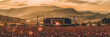 Open Air Festival - weitwinkel, Panorama Aufnahme mit Sonnenuntergang