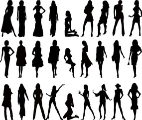 Wall Mural - Fashion girls  vector silhouettes