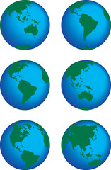 Wall Mural - This is a set of globes showing our planet revolving in different stages.