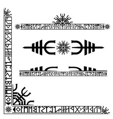 Poster - Vector illustration Design inspired by runic Viking writing as a corner flourish with extra divider designs, parts all labelled and on layers for easy selection