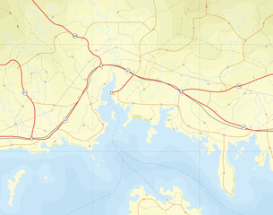 Poster - Generic editable vector map of a coastline with no names