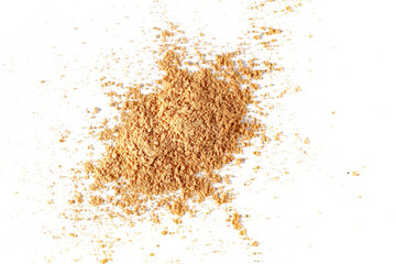 Wall Mural - Ginger powder isolated on white, top view