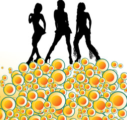 Fototapete - vector sexy woman silhouettes in red