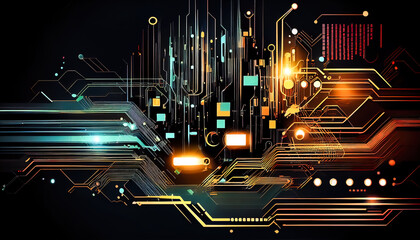 Poster - Abstract technology concept. Futuristic user interface HUD. Generative AI