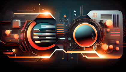 Poster - Abstract technology concept. Futuristic user interface HUD. Generative AI