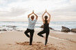 © Prostock-studio - Mature european woman and man in sportswear practice yoga, meditate, enjoy workout together in morning