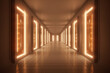 © MUS_GRAPHIC - Illuminated corridor interior design. Empty Room Interior Background, creative ai
