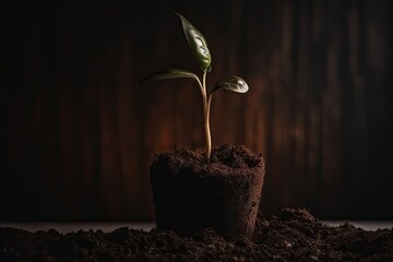 Poster - tiny plant growing from soil Generative AI