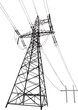 Vector silhouette of Power lines and electric pylons