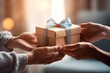 AI Generative handing a gift box to each other