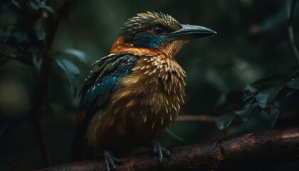 Sticker - Colorful bee eater perched on branch in forest generated by AI