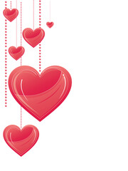 Sticker - Detailed, glossy vector hearts for Valentine's Day decorations (banners, buttons, cards, covers, shirts, placards, posters, fliers, websites, emblems, logos)