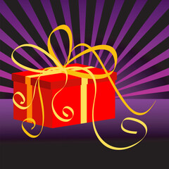 Wall Mural - Christmas present box with a bow vector illustration