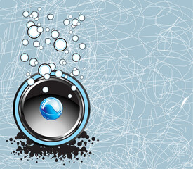 Sticker - Abstract underwater background with speakers and bubbles