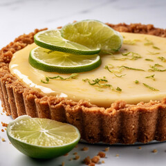 Key Lime Pie on a plate. Generative AI.