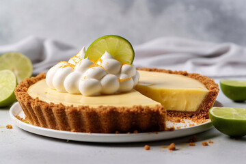 Wall Mural - Key Lime Pie on a plate. Generative AI.