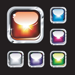 Poster - Chromed and Glossy set of Colorful Buttons