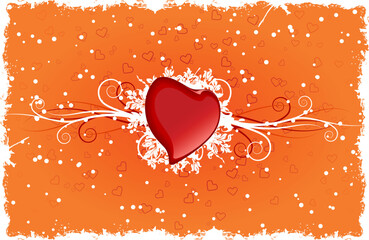 Wall Mural - Grunge Valentine's Day Heart with swirls Vector illustration