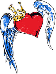 Poster - Gothic heart and wing illustration