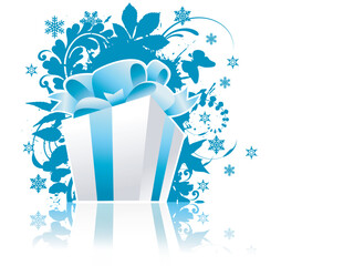 Wall Mural - Christmas present box with reflection fully editable vector illustration