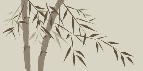 Sticker - design of chinese bamboo trees, vector illustration