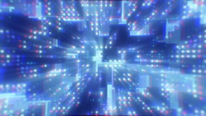 Poster - Abstract blue futuristic hi-tech energy particles dots and squares magical bright glowing background