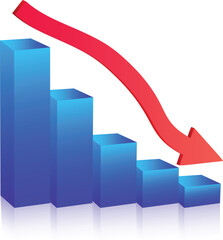 Wall Mural - Business Failure graph down arrow