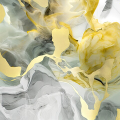 Poster - A close up of a yellow and white marble surface. Generative AI.