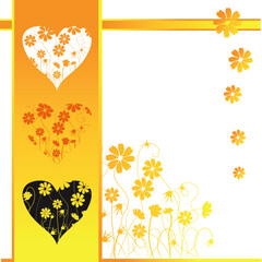 Wall Mural - Valentine card, retro style, floral background