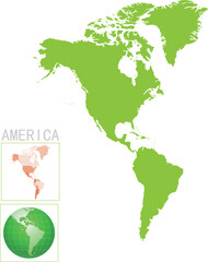 america map and icon on white background