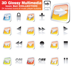 Poster - 3D Music Player Icon set (2 set of 12 icons)