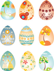 Sticker - vector illustration with a decorative easter eggs